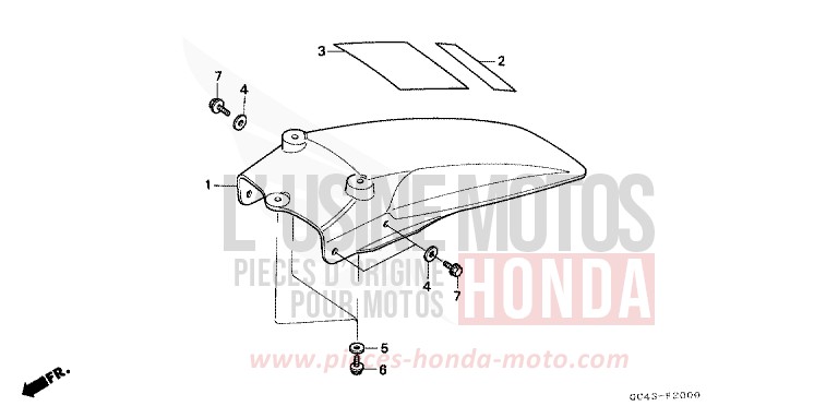 KOTFLUEGEL, HINTEN von CR80R "große Räder" FLASH RED (R119) von 1986